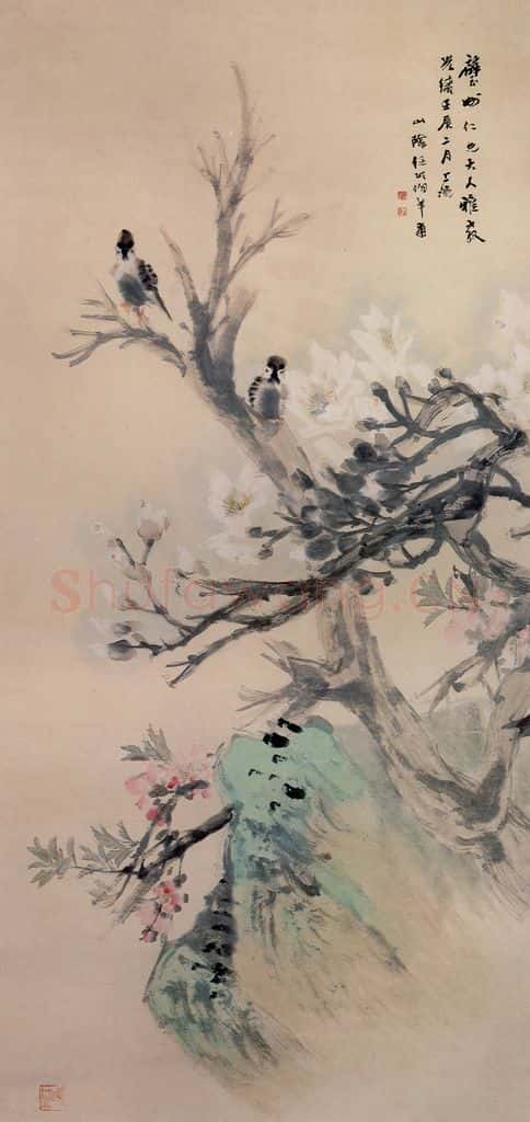 清 任颐《玉堂春晓图》书画作品