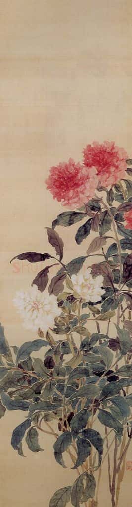 清 任熊《花卉图屏》书画作品