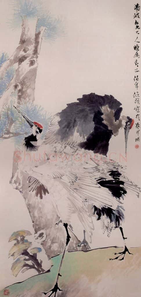 清 任颐《松鹤延年图》书画作品