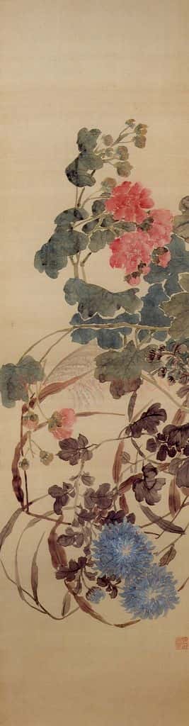 清 任熊《花卉图屏》书画作品
