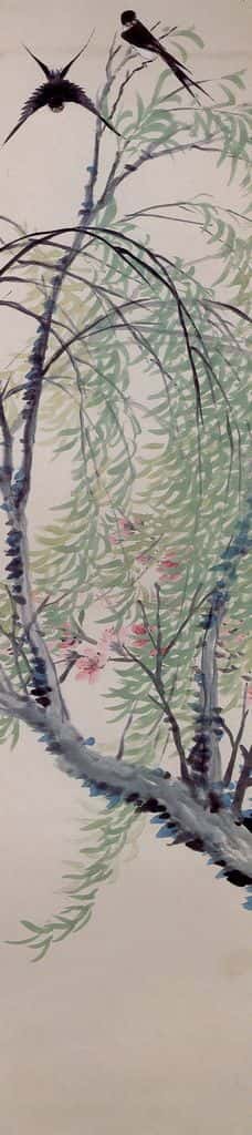 清 任熊《花卉翎毛图屏》书画作品