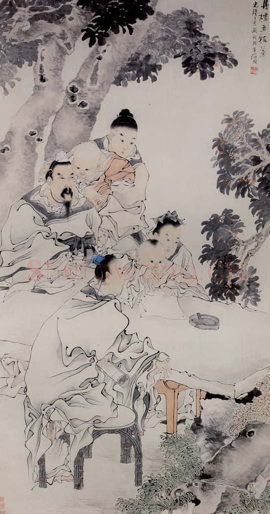 清 任颐《丹桂五芳图》书画作品