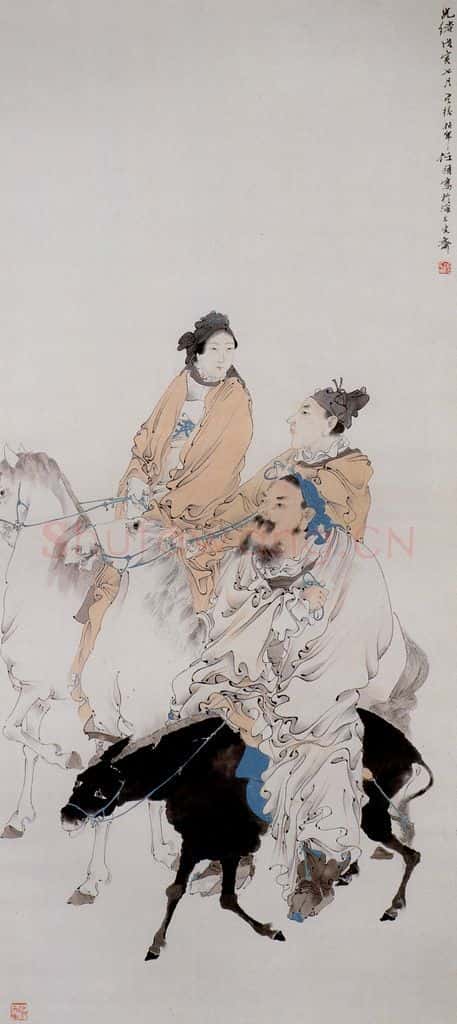 清 任颐《风尘三侠图》书画作品