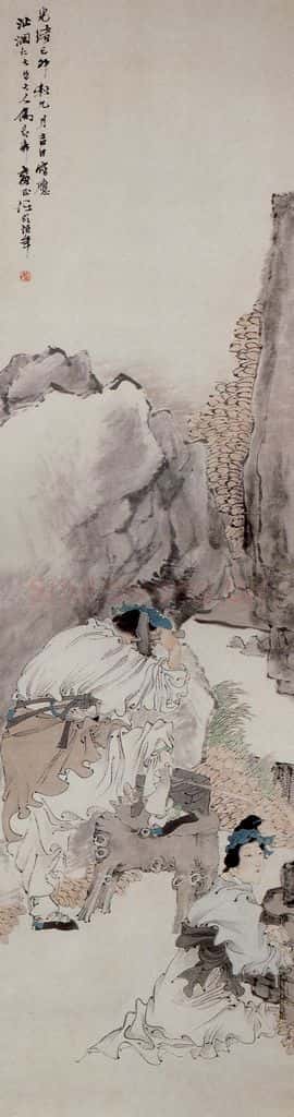 清 任颐《干莫炼剑图》书画作品