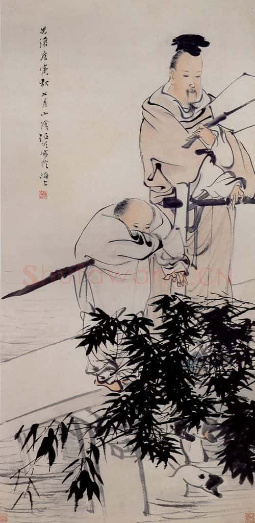 清 任颐《羲之爱鹅图》书画作品