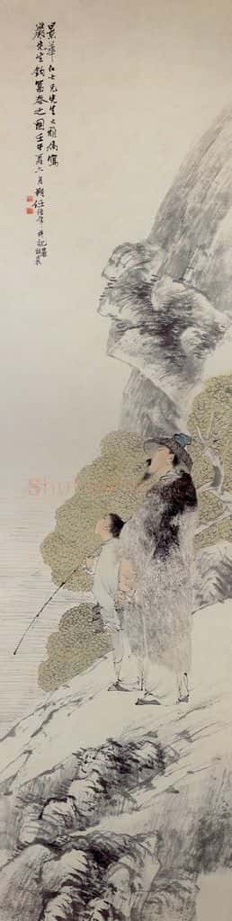 清 任颐《五月披裘图》书画作品