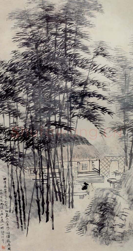 清 任颐《竹林深处图》书画作品