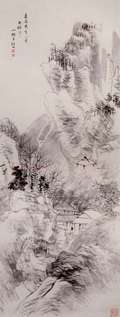 清 任颐《墨笔山水图》书画作品