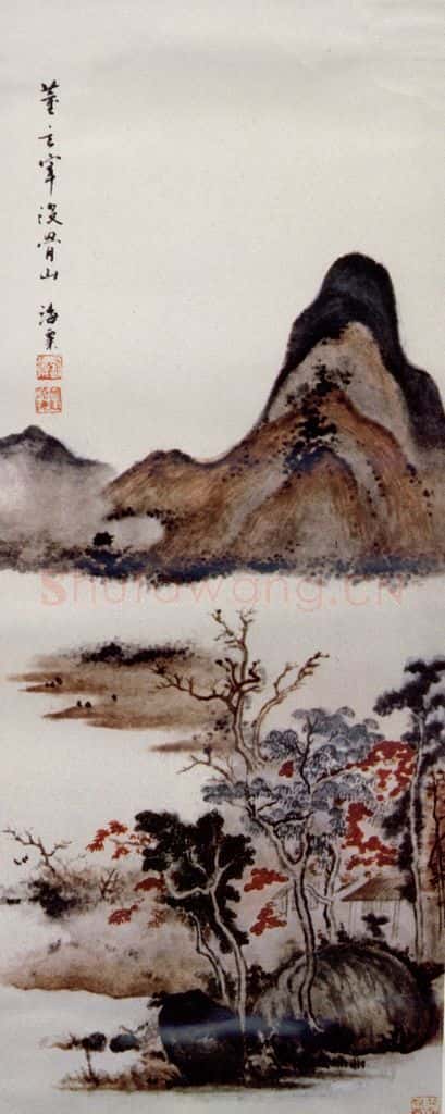  刘海粟 拟董玄宰没骨山 书画作品
