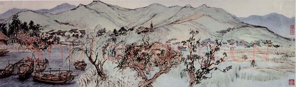 1955年 刘海粟 洞庭渔村图卷 书画作品