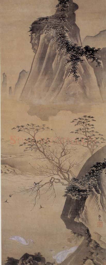明 吕纪 桃林聚禽图 书画作品