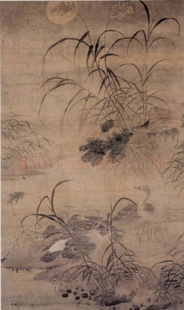 明 吕纪 月明宿雁图 书画作品