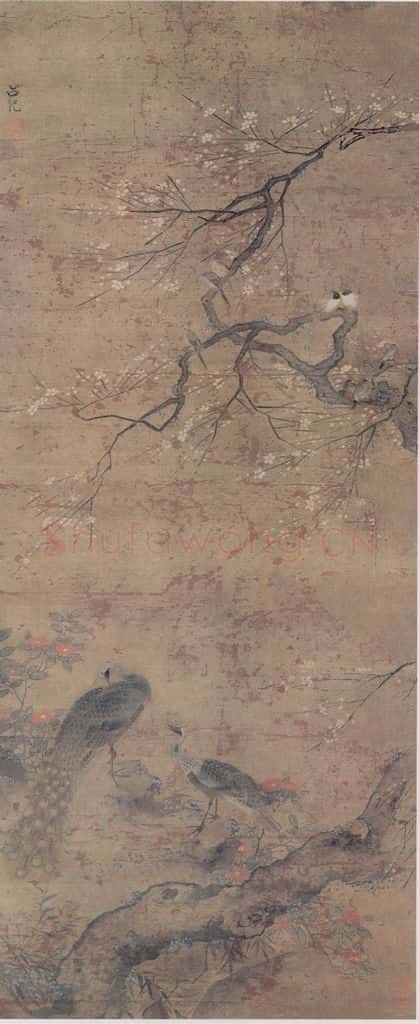 明 吕纪 白梅孔雀图 书画作品
