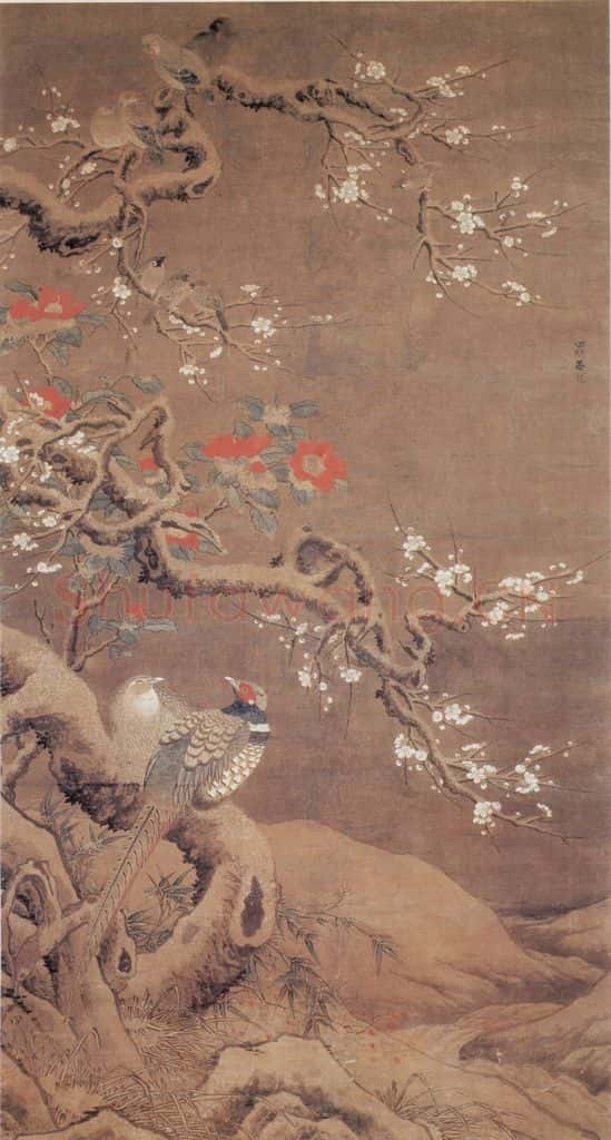明 吕纪 梅竹山禽图 书画作品