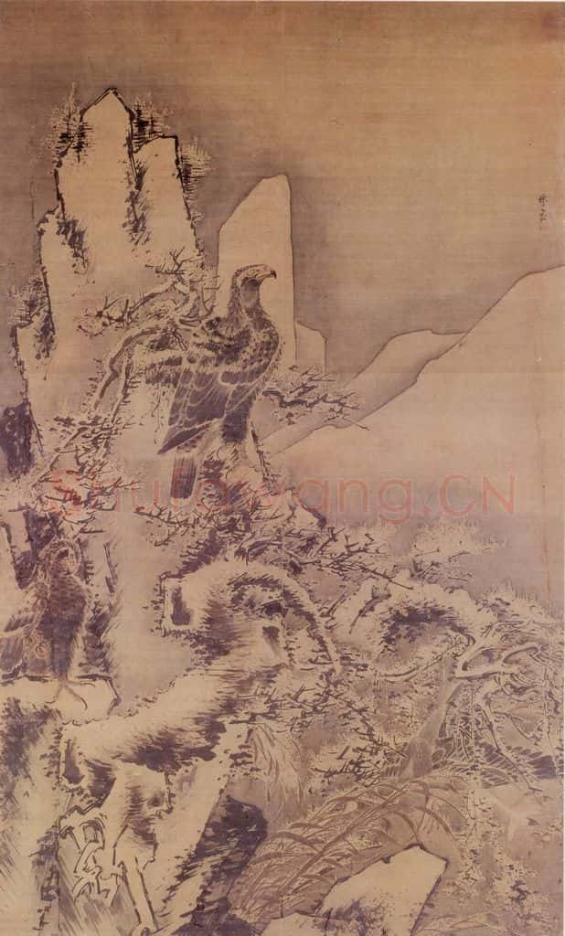 明 林良 鹰雁图 书画作品