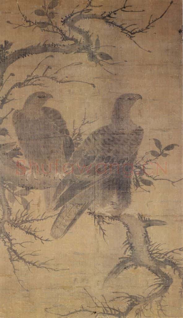 明 林良 双鹰图 书画作品