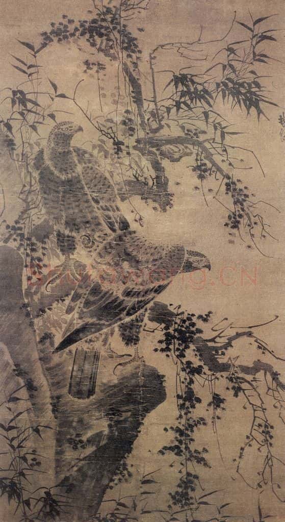 明 林良 双鹰图 书画作品