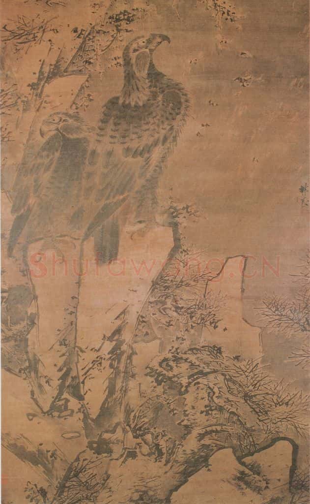 明 林良 双鹰图 书画作品