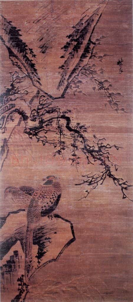 明 林良 雪景双雉图 书画作品