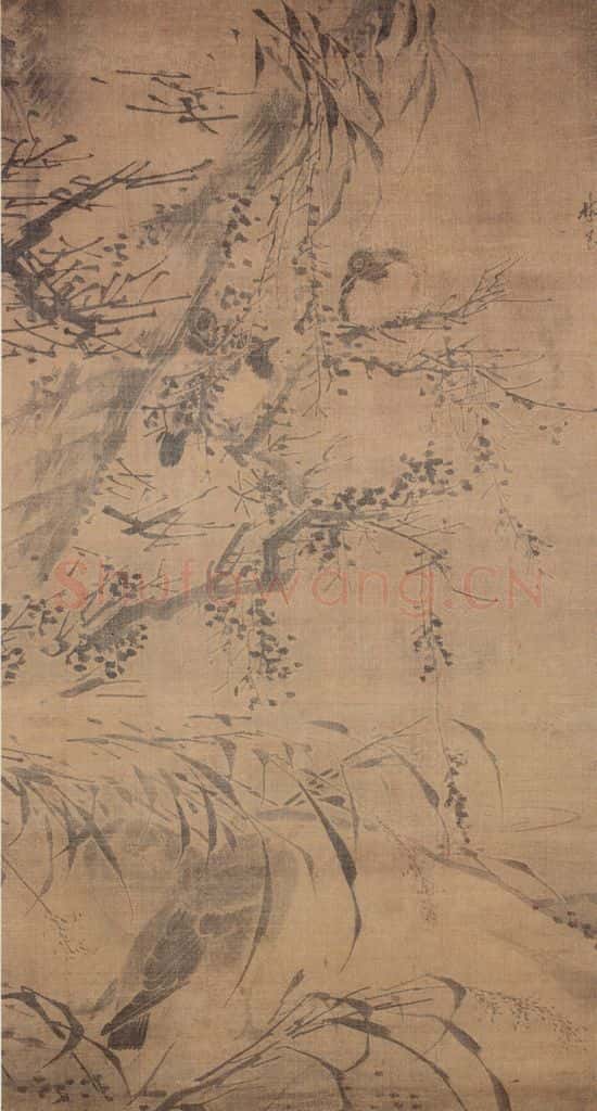 明 林良 雪芦寒禽图 书画作品