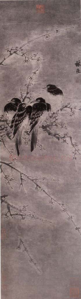 明 林良 雪梅四喜图 书画作品