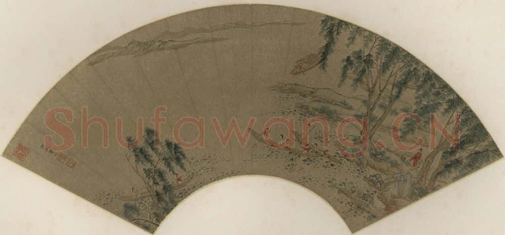 明 仇英《采莲图》书画作品