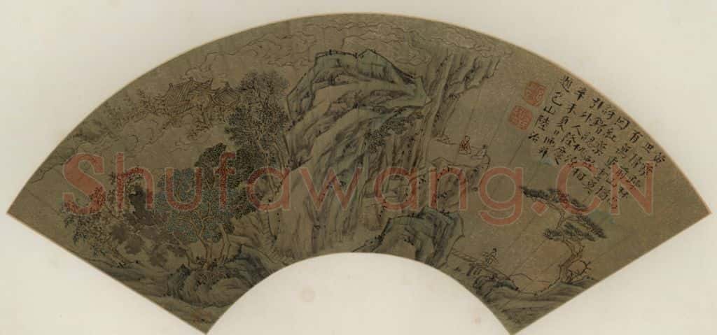 明 陆治《白云红叶》书画作品