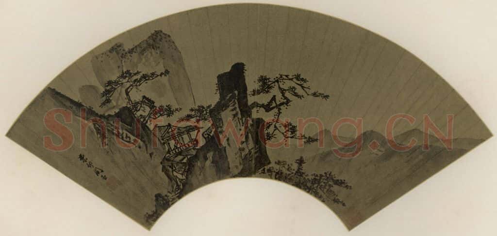 明 周臣《松风高阁》书画作品