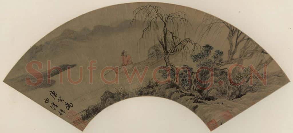 明 唐寅《秋江垂钓》书画作品