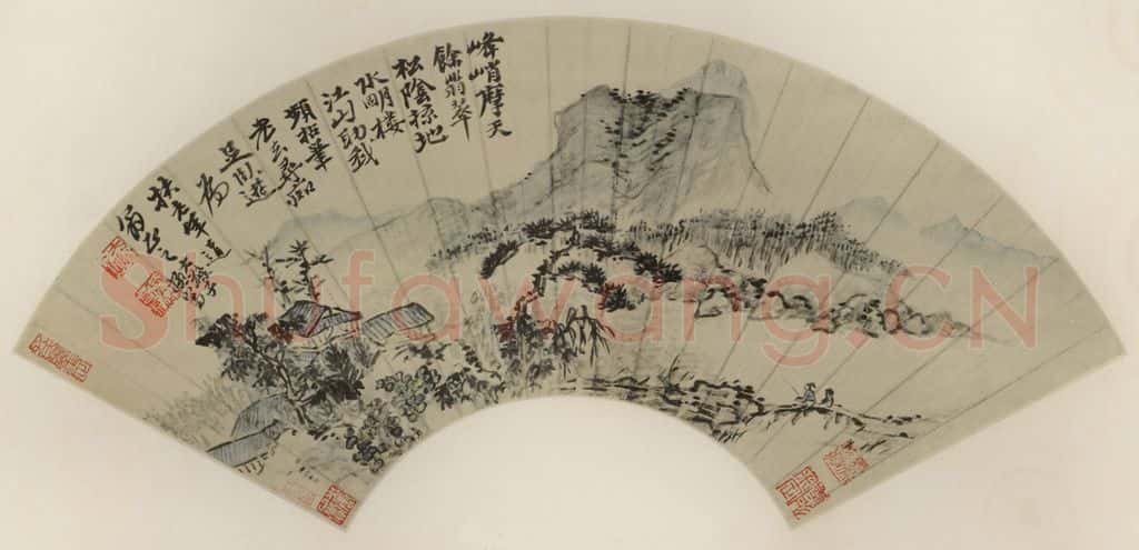 清 道济《峭峰余翠》书画作品