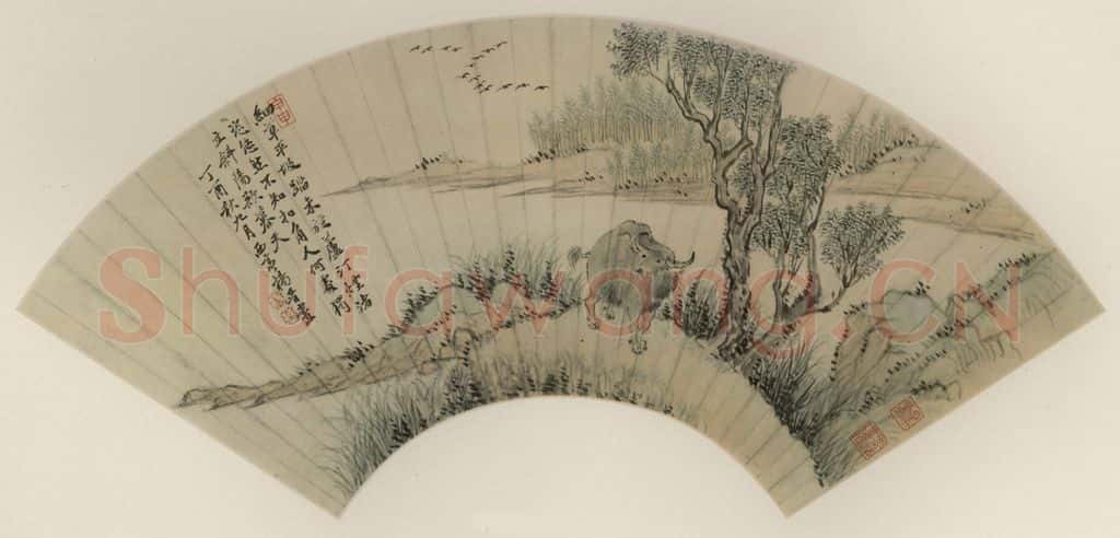 清 杨晋《牛图》书画作品