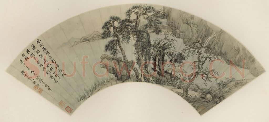 清 顾昉《秋山水阁》书画作品