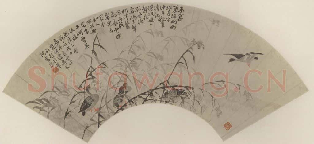 清 边寿民《芦雁》书画作品