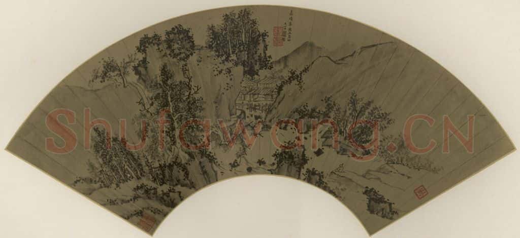 明 文徵明《溪阁临流》书画作品