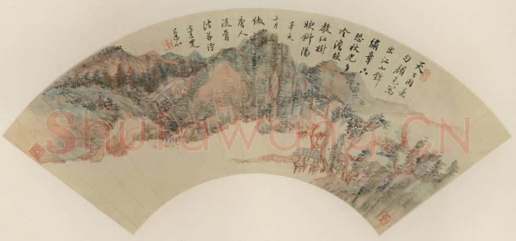 清 王宸《秋山红树》书画作品
