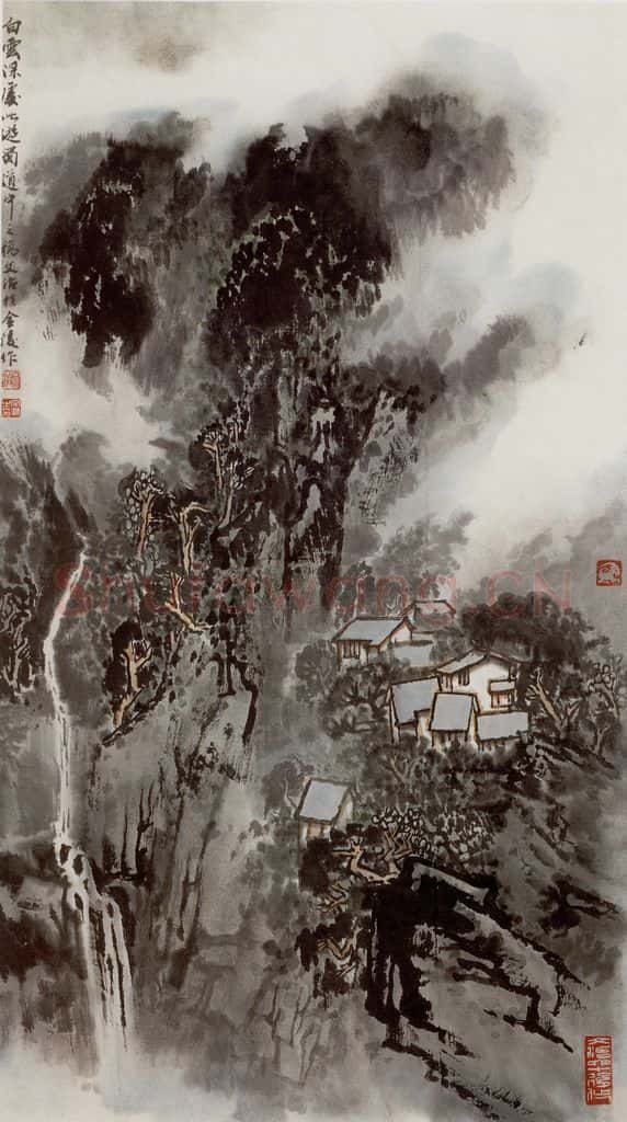 70年代 宋文治《白云深处》书画作品