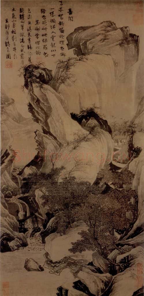 明 唐寅《骑驴归思图》书画作品
