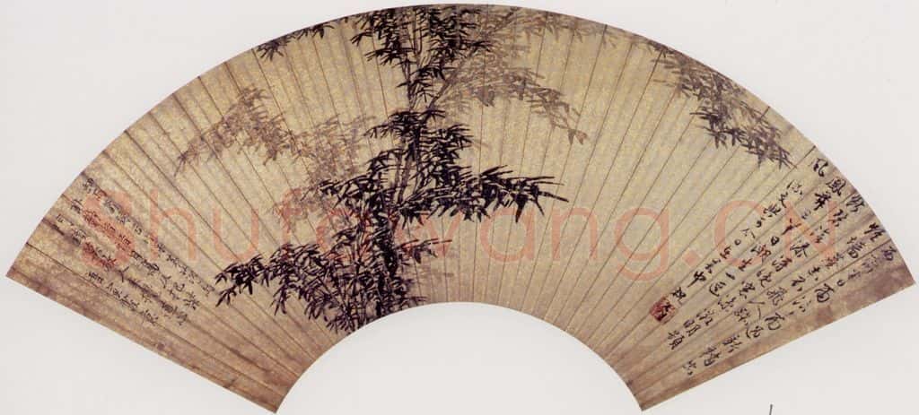 明 唐寅《雨竹图》书画作品