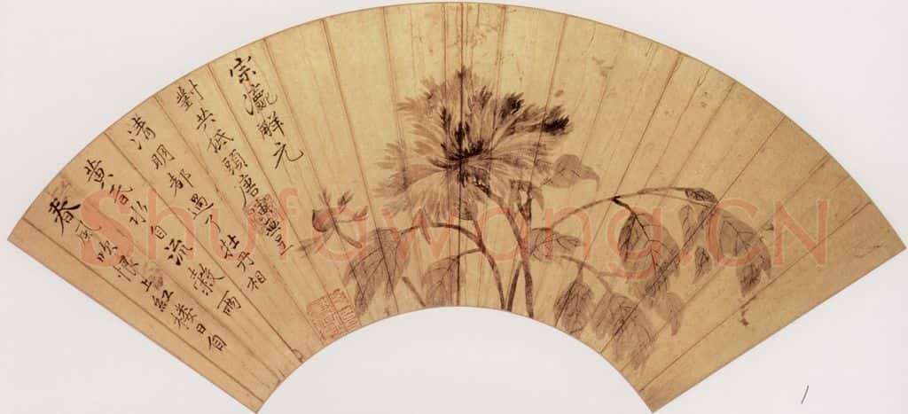 明 唐寅《芍药图》书画作品