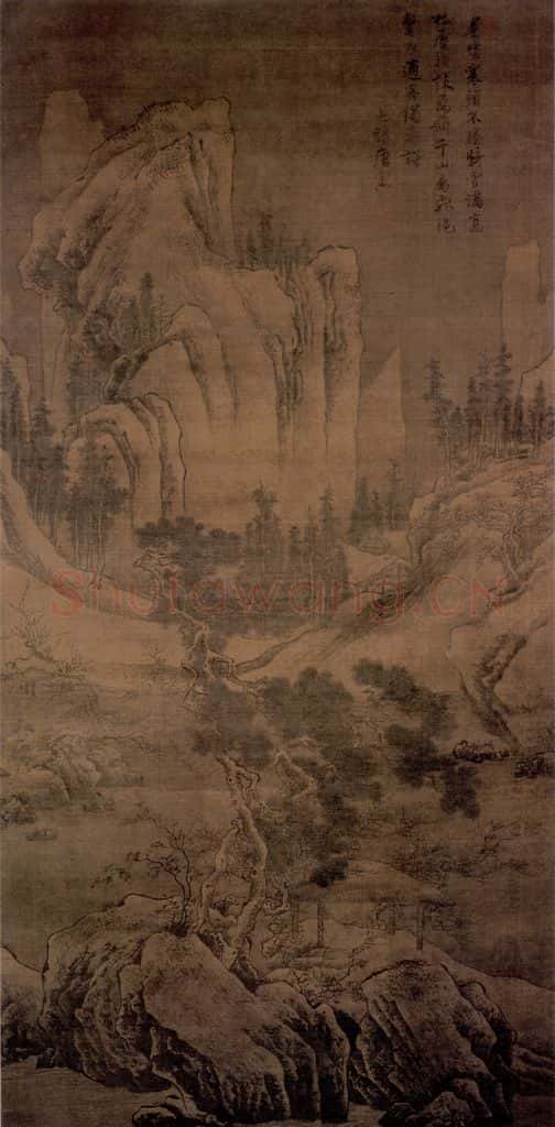 明 唐寅《雪林寻诗图》书画作品