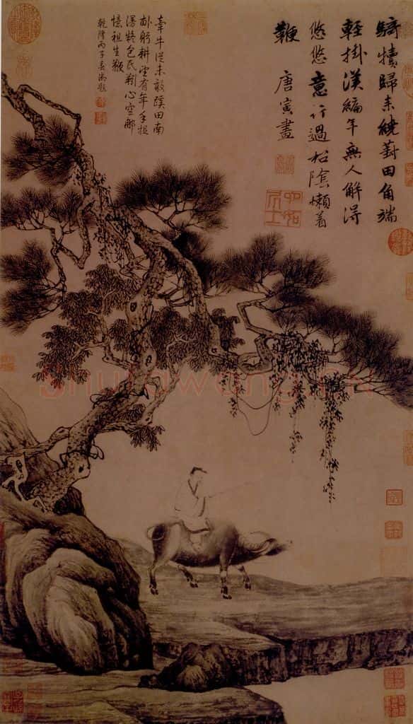明 唐寅《葑田行犊图》书画作品