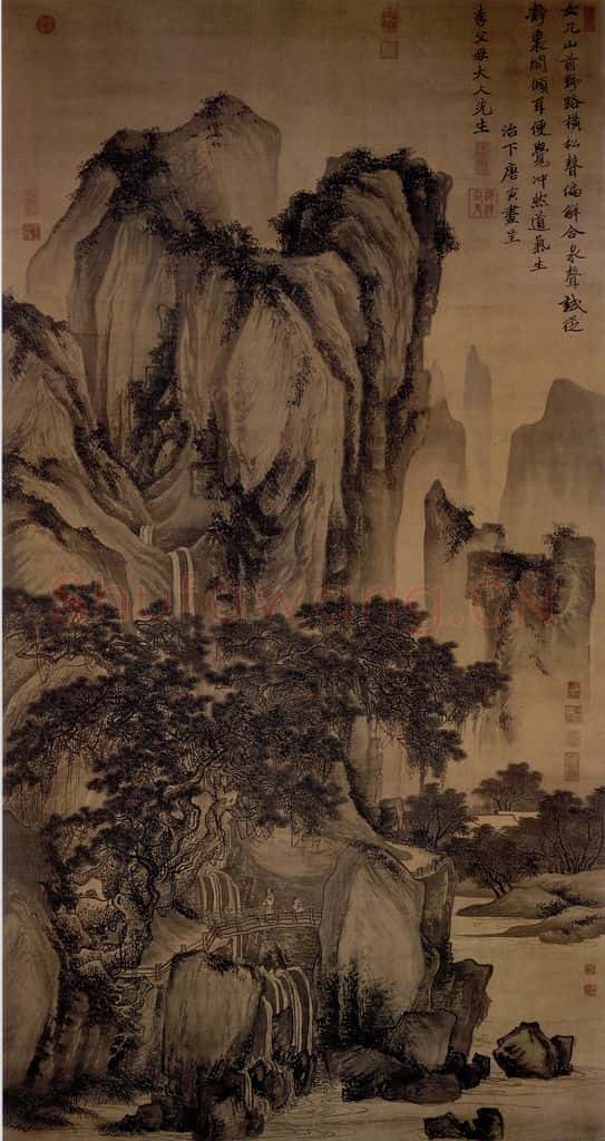 明 唐寅《山路松风图》书画作品