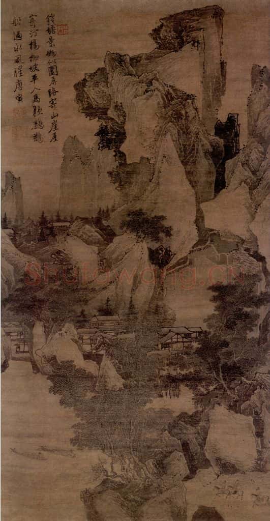 明 唐寅《钱塘景物图》书画作品