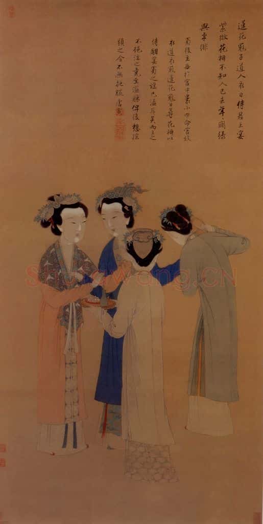 明 唐寅《玉蜀宫妓图》书画作品
