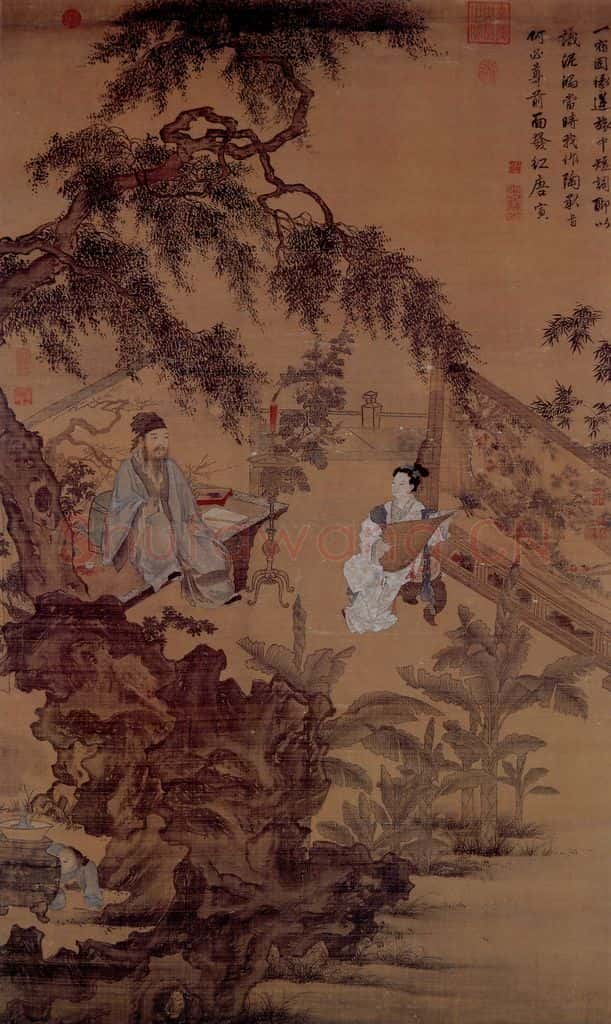 明 唐寅《琴士图》书画作品