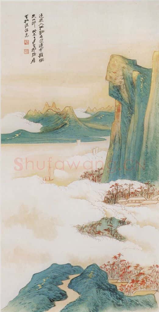  张大千《杜甫诗意图轴》书画作品