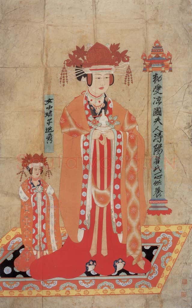 张大千《临敦煌人物图轴》书画作品
