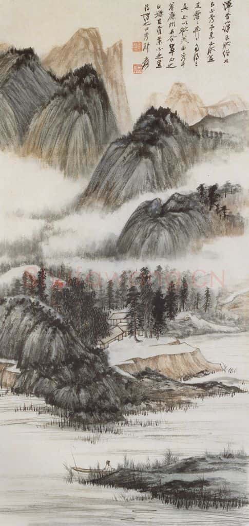  张大千《苍山秀美图轴》书画作品