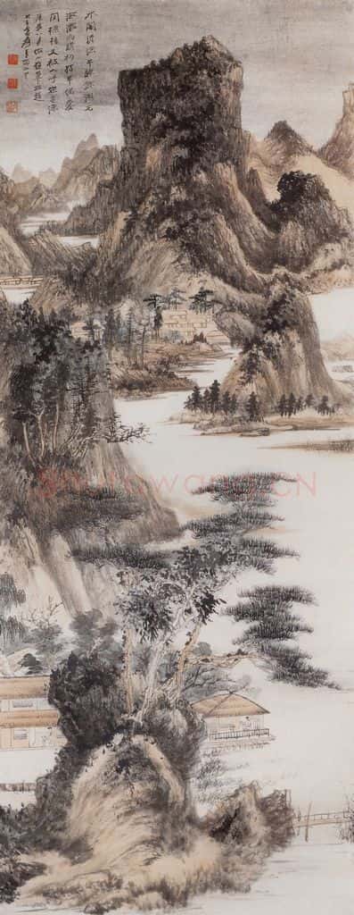 张大千 水阁清凉图轴 书画作品