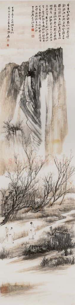  张大千《风清月白图轴》书画作品